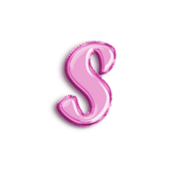 Brilliant balloon alphabet letter S in pink color. 3d rendering realistic metallic hot air balloon, ready to use for your birthday celebration and party, isolated with transparent background png