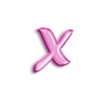 Brilliant balloon alphabet letter X in pink color. 3d rendering realistic metallic hot air balloon, ready to use for your birthday celebration and party, isolated with transparent background png