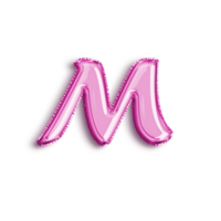 Brilliant balloon alphabet letter M in pink color. 3d rendering realistic metallic hot air balloon, ready to use for your birthday celebration and party, isolated with transparent background png