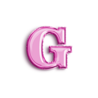 Brilliant balloon alphabet letter G in pink color. 3d rendering realistic metallic hot air balloon, ready to use for your birthday celebration and party, isolated with transparent background png