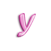 lysande ballong alfabet brev y i rosa Färg. 3d tolkning realistisk metallisk varm luft ballong, redo till använda sig av för din födelsedag firande och fest, isolerat med transparent bakgrund png