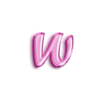 Brilliant balloon alphabet letter W in pink color. 3d rendering realistic metallic hot air balloon, ready to use for your birthday celebration and party, isolated with transparent background png