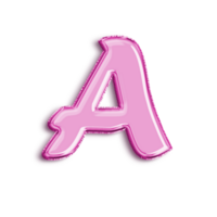 Brilliant balloon alphabet letter A in pink color. 3d rendering realistic metallic hot air balloon, ready to use for your birthday celebration and party, isolated with transparent background png