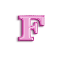 Brilliant balloon alphabet letter F in pink color. 3d rendering realistic metallic hot air balloon, ready to use for your birthday celebration and party, isolated with transparent background png