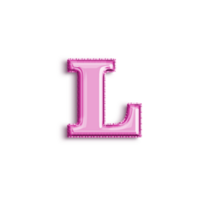 briljant ballon alfabet brief l in roze kleur. 3d renderen realistisch metalen heet lucht ballon, klaar naar gebruik voor uw verjaardag viering en partij, geïsoleerd met transparant achtergrond png