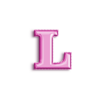 brillant ballon alphabet lettre l dans rose couleur. 3d le rendu réaliste métallique chaud air ballon, prêt à utilisation pour votre anniversaire fête et faire la fête, isolé avec transparent Contexte png