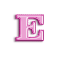 lysande ballong alfabet brev e i rosa Färg. 3d tolkning realistisk metallisk varm luft ballong, redo till använda sig av för din födelsedag firande och fest, isolerat med transparent bakgrund png