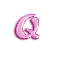 Brilliant balloon alphabet letter Q in pink color. 3d rendering realistic metallic hot air balloon, ready to use for your birthday celebration and party, isolated with transparent background png