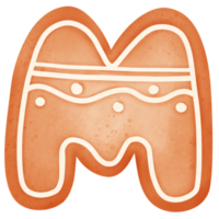 aguarela mão desenhado Pão de gengibre alfabeto Natal grampo arte png
