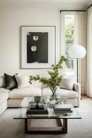 a image of a living room with white lamp photo