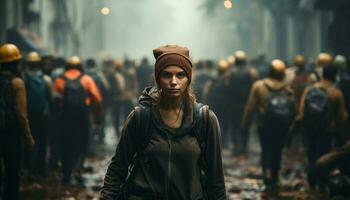 a girl moving in street photo