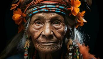 un antiguo mujer desde autónomo región de buganvilla foto