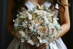 Beautiful trendy butterfly bouquet wedding photo