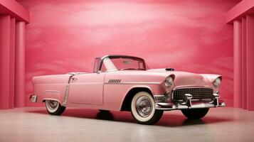 Retro classic pink car wallpaper photo