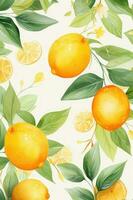 Watercolor orange fruit background photo