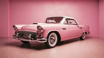 Retro classic pink car wallpaper photo