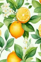 Watercolor orange fruit background photo