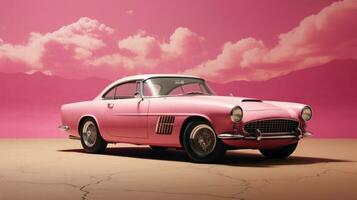 Retro classic pink car wallpaper photo