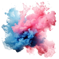 Blue pink watercolor stain isolated png