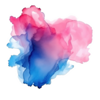 Blue pink watercolor stain isolated png