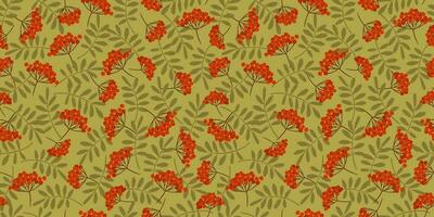 Autumn seamless pattern with Rowan. Vector background for various surface. Hand drawn textures.