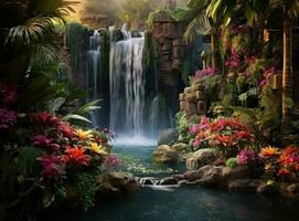 Natural waterfall background photo