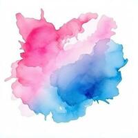 Blue pink watercolor stain isolated photo