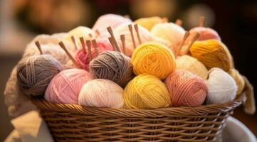 Knitting kit in a basket photo