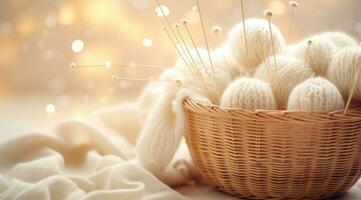 Knitting kit in a basket photo