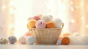 Knitting kit in a basket photo