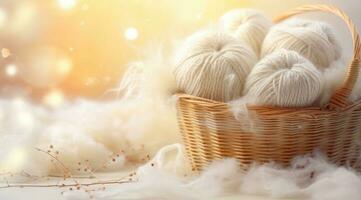 Knitting kit in a basket photo