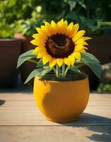 Sunflower in a pot AI Generated photo