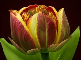 Amazing tulip flower blooming against the background.  ai generated photo