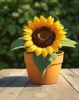 Sunflower in a pot AI Generated photo