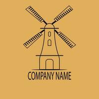 vector illustration of a windmill in a wheat field, great for sticker emblem templates