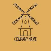 vector illustration of a windmill in a wheat field, great for sticker emblem templates