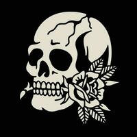 Skull and rose, premium vector design.