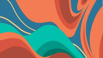 Abstract colorful wavy groovy retro psychedelic vector background