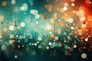 Abstract pattern sparkl bokeh illustration, tone green mint mixing red light. AI generative photo