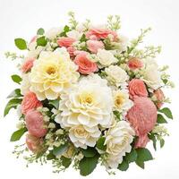 Colorful floral bouquet of botanical summer flowers for wedding, valentine anniversary isolated on white background, photo