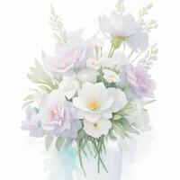 Colorful floral bouquet of botanical summer flowers for wedding, valentine anniversary isolated on white background, photo