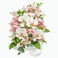 Colorful floral bouquet of botanical summer flowers for wedding, valentine anniversary isolated on white background, photo