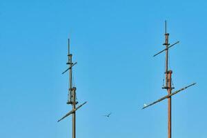 Sailing mast of ship, copy space. photo