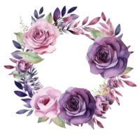 Aquarell Blumen- Blume Design, Aquarell Blume Vereinbarungen Blumen, Aquarell Blume Design, Blume Sublimation Blumen- Clip Art, Hochzeit Dekoration, Aquarell Blumen- runden rahmen, ai generiert png