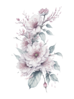 Aquarell Blumen- Blume Design, Aquarell Blume Vereinbarungen Blumen, Aquarell Blume Design, Blume Sublimation Blumen- Clip Art, Hochzeit Dekoration, ai generiert png