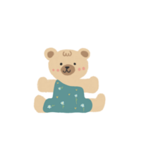 a teddy bear wearing overalls on a transparent background png