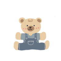 a teddy bear wearing overalls on a transparent background png