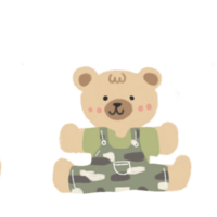 a teddy bear wearing overalls on a transparent background png