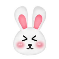 a cartoon bunny face with eyes closed on a transparent background png