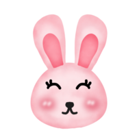 a cartoon bunny face with eyes closed on a transparent background png